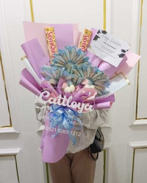 buket uang 50 ribu paduan coklat